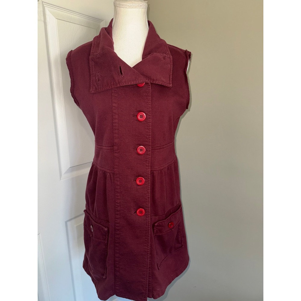 prAna Sylvie Cotton Knit Utility Modified Jacket Vest Sleeveless Pockets Small